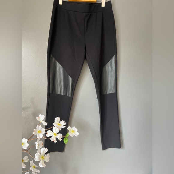 MICHAEL KORS: Stretch Leggings with leather detail (Size: L) - Picture 1 of 5